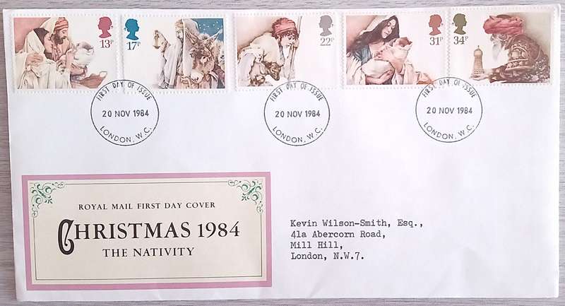 England 1984 Addressed First Day Cover Christmas 1984.