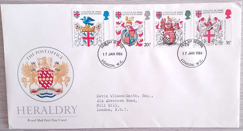 England 1984 Addressed First Day Cover HERALDRY.
