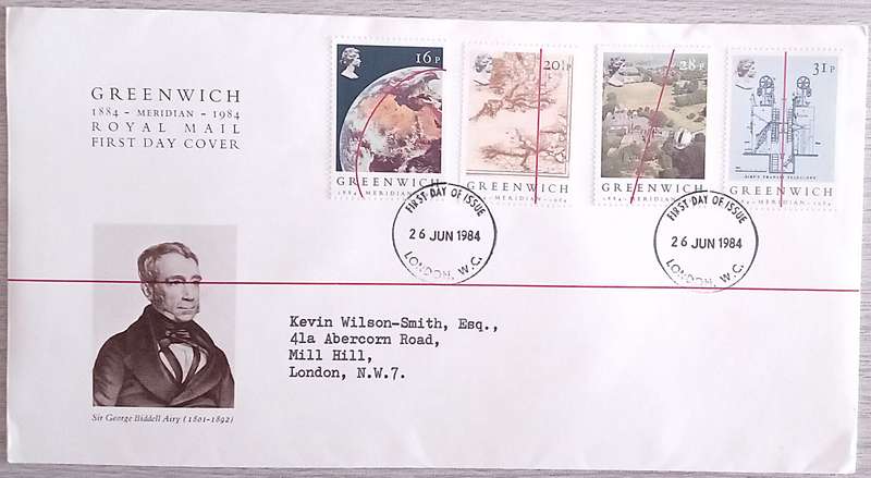 England 1984 Addressed First Day Cover GREENWICH 1884-MERIDIAN-1984.