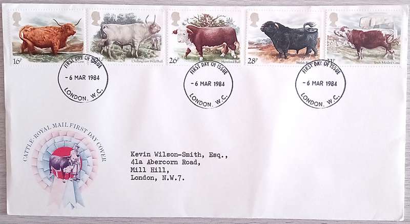 England 1984 Addressed First Day Cover CATTLE.