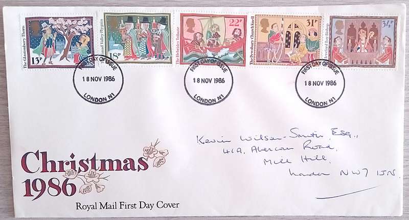 England 1986 Addressed First Day Cover Christmas 1986.