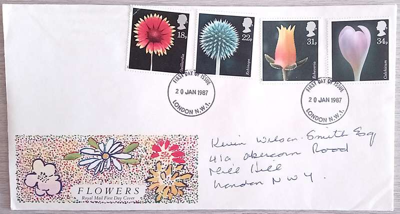England 1987 Addressed First Day Cover FLOWERS.