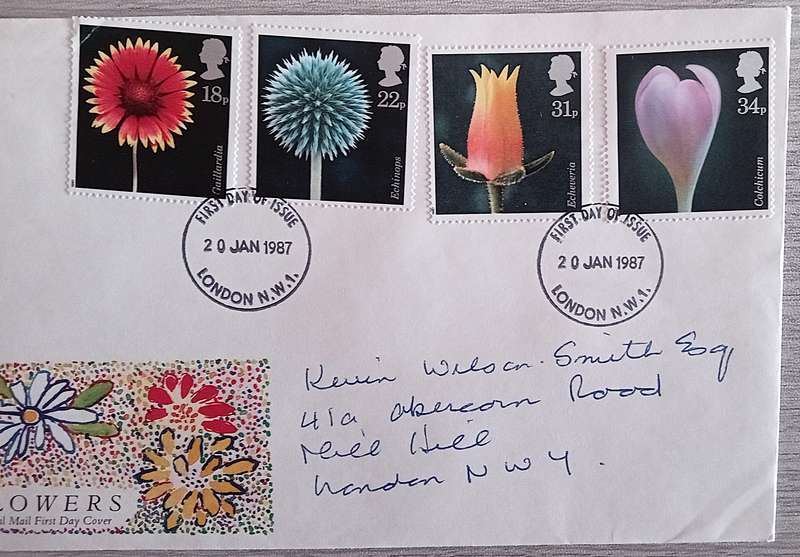 England 1987 Addressed First Day Cover FLOWERS.