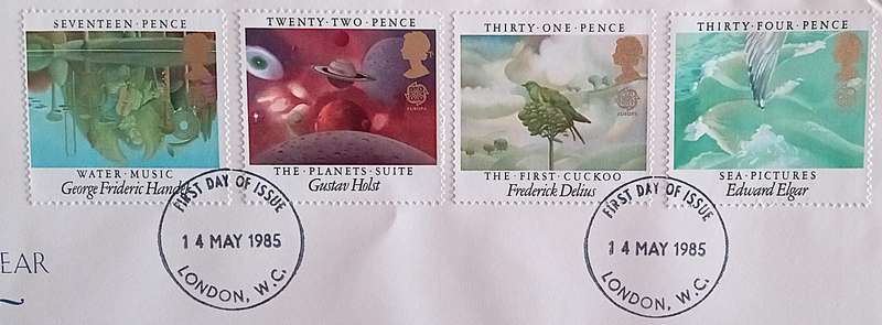 England 1985 Addressed First Day Cover European Music Year-BRITISH COMPOSERS.