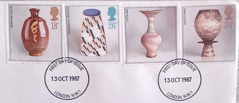 England 1987 Addressed First Day Cover Studio Pottery.