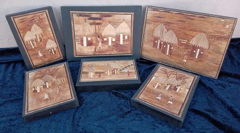 6 x Second Hand Handmade African Wall Decor Art.