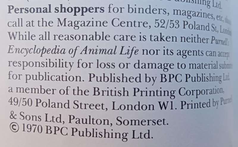 1970 Purnell's Encyclopedia Of Animal Life No 90 (Vol6 No10)