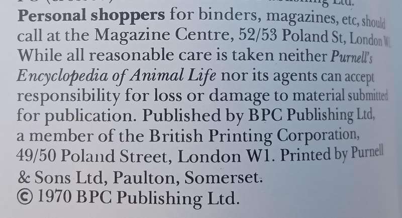 1970 Purnell's Encyclopedia Of Animal Life No 91 (Vol6 No11)