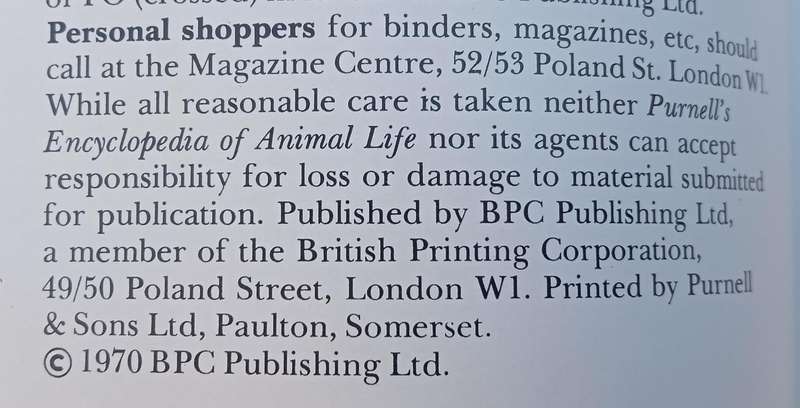 1970 Purnell's Encyclopedia Of Animal Life No 93 (Vol6 No13)