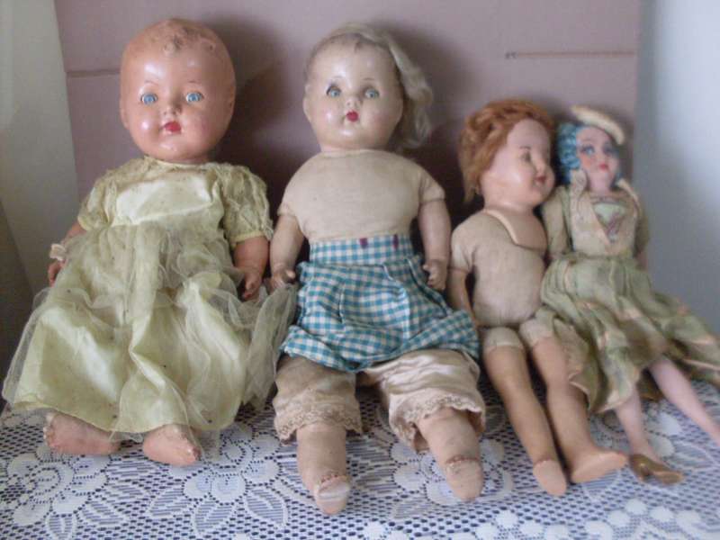 4 VINTAGE DOLLS....2 ARE RELIABLE DOLLS MADE IN CANADA...CIRCA 1950'S