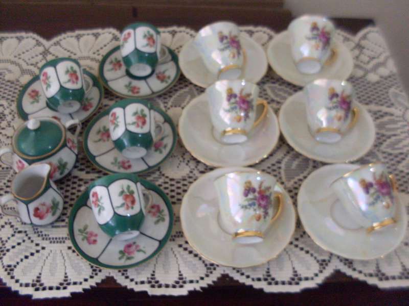 SO CUTE...SMALL CUP DUOS 6 SET ..AND SET OF  4 DUOS MILKJUG/SUGARBOWL