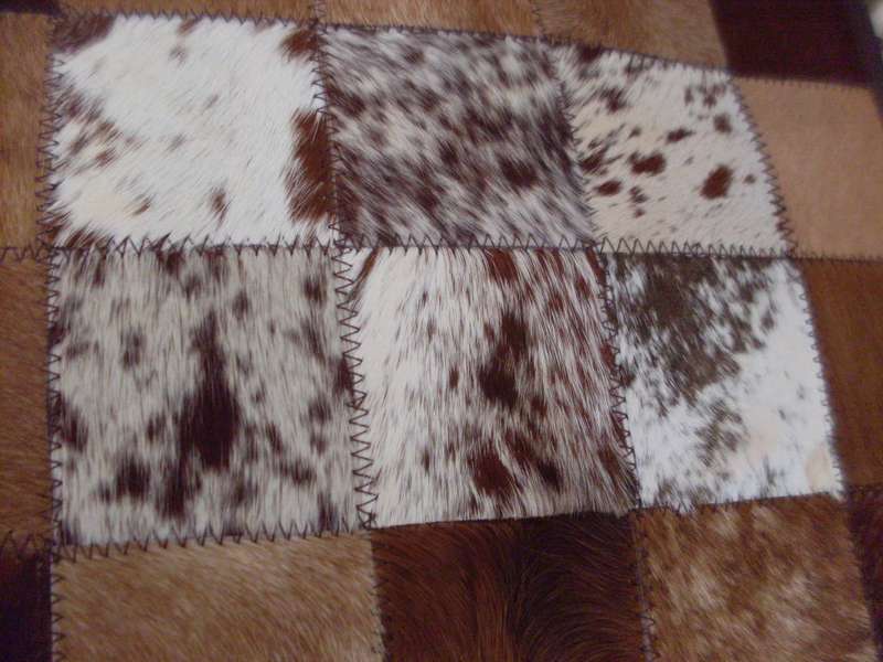 STUNNING....6 RECTANGULAR NGUNI COW HIDE 20 PIECE PATCHWORK PLACEMATS