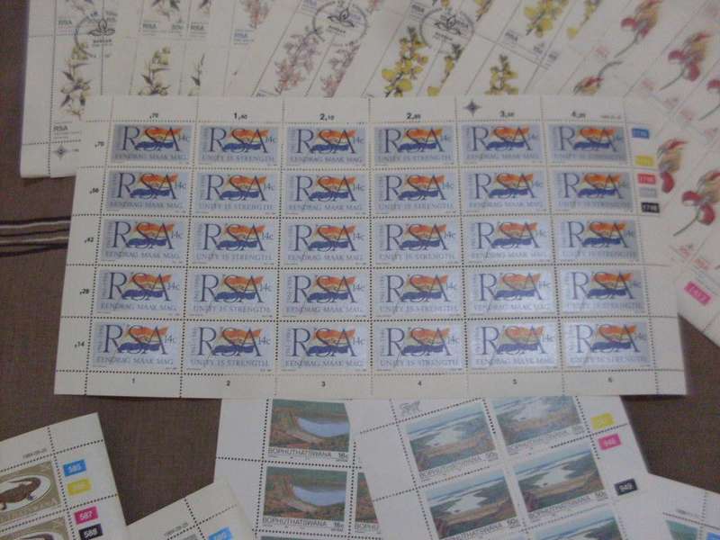 25 FULL  POSTAL SHEETS OF STAMPS OF SA AND OTHER COUNTRIES