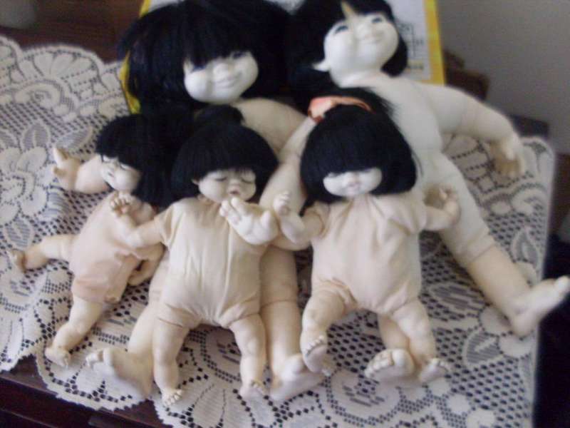 5 X MIELER ASIAN DOLLS...CHOPSTICK KARATE KIDS...NO CLOTHES