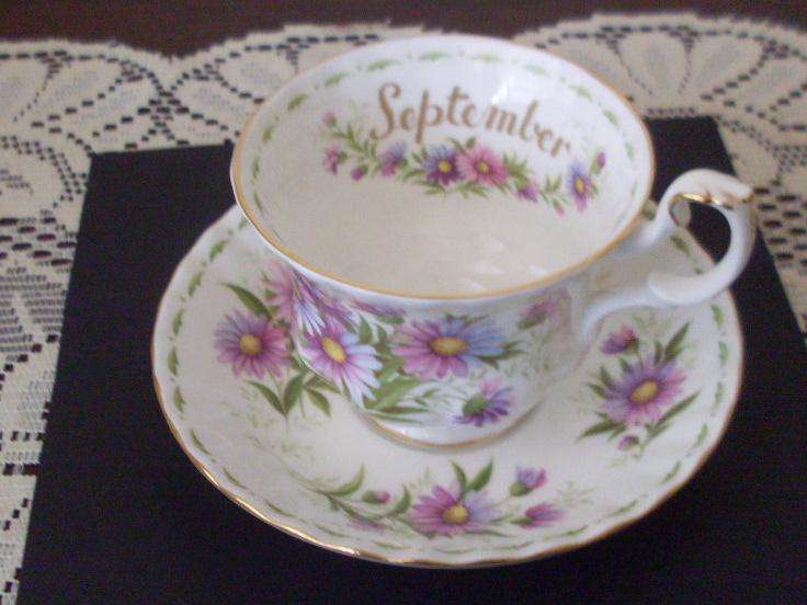ROYAL ALBERT MONTH OF THE YEAR SERIES....SEPTEMBER TEA CUP DUO