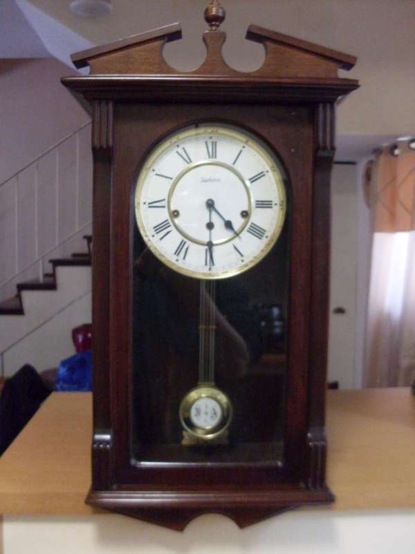 RARE...LARGE WALL CLOCK WITH TOP/BOTTOM DECORATIVE PIECES...REGULADORA MADE IN PORTUGAL