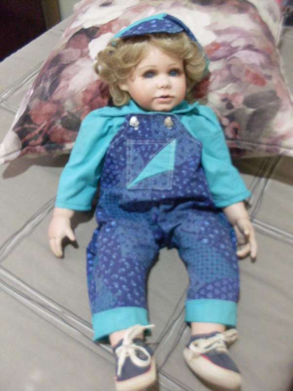 STUNNING FULLY DRESSED PORCELAIN DOLL .....ORPHAN NO 4....64 CM TALL