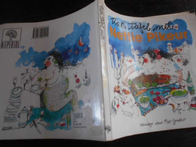 Aan tafel met NETTIE PIKEUR - TEKENINGE PIET GROBLER  Kiepersol 1995  sagteband