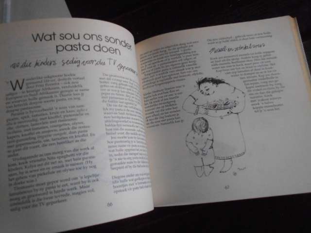 Aan tafel met NETTIE PIKEUR - TEKENINGE PIET GROBLER  Kiepersol 1995  sagteband