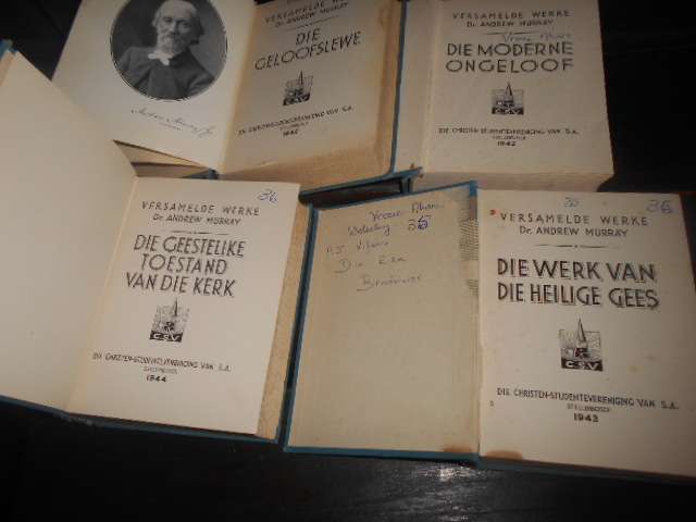 Versamelde Werke Dr. Andrew Murray,  1942 vier boeke Nas. Pers Kaapstad