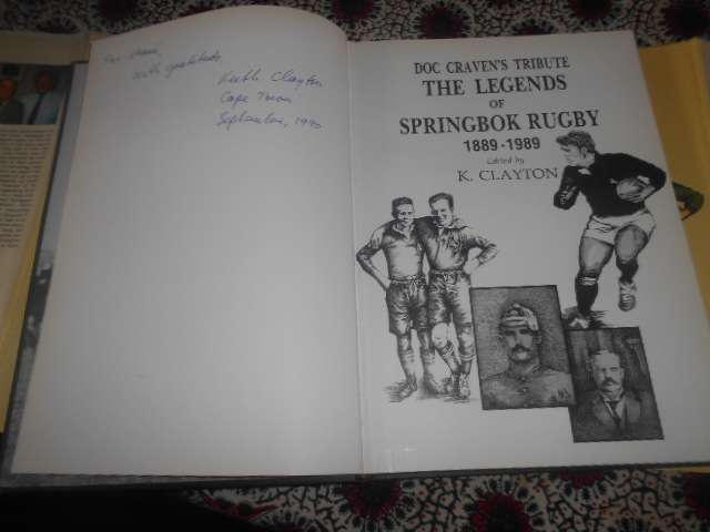 DOC CRAVEN'S TRIBUTE - THE LEGENDS OF SPRINGBOK RUGBY 1889-198 autographed 1st ed