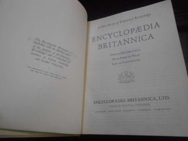 17/68 Full Set Of 24 Books (23 Books Plus Index) Of Encyclopaedia Britannica