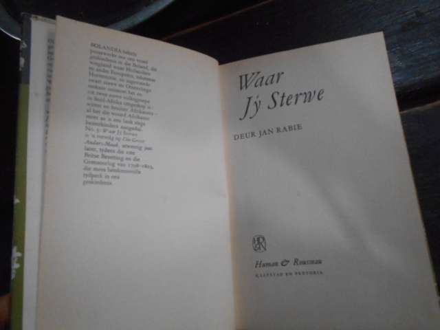 JAN RABIE - WAAR JY STERWE  - BOLANDIA 3  Human and Rousseau