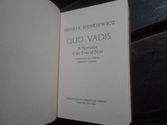 QUE VAIS -  Henryk Sienkiewicz - A narrative time of Nero - international collect library