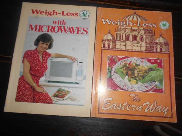 2 weighless 1988  books - Weigh-Less with Microwaves & Weigh less the Eastern Way softbacks