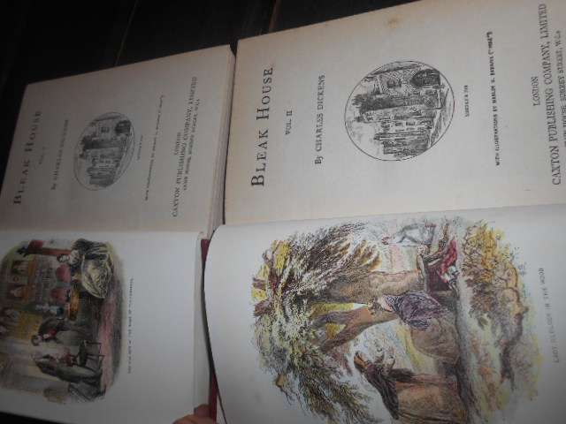 2Charles Dickens  books  -  Bleak House  volume 1 & d 2 -  Caxton Pub books with plates