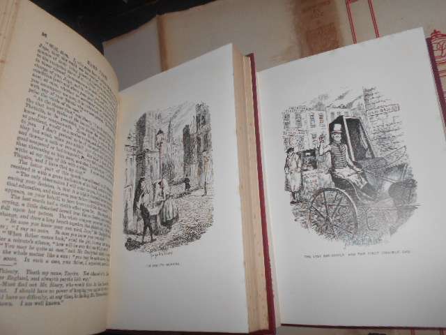 2 books  Charles Dickens -  Sketches & Hard Times sketches by Boz -  Caxton Pub books with plates