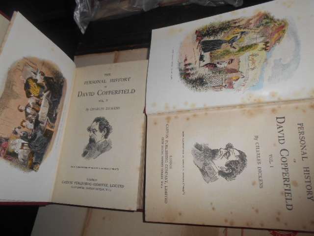 2 old  Charles Dickens  books - DAVID COPPERFIELD-  volume 1 & d 2 -  Caxton Pub books with plates