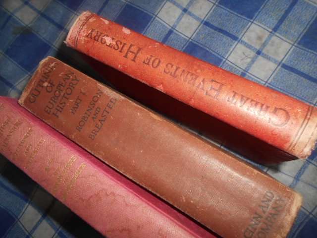 3 old history books: Great Events of hstory,1910, Outlines European history,  British Expansion 1967