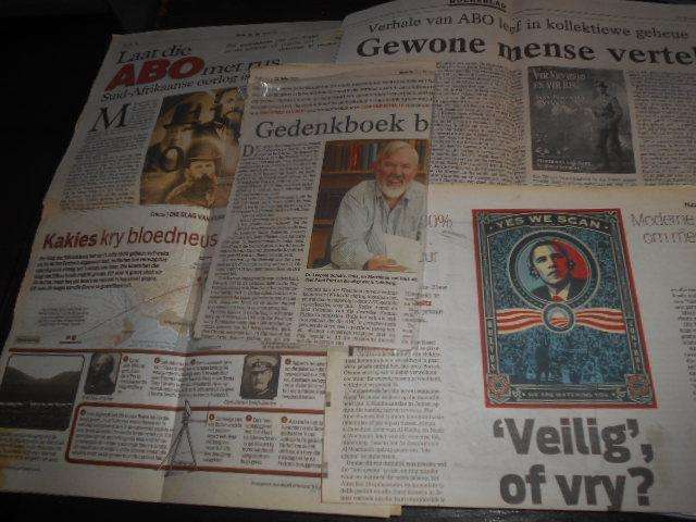 VIR VRYHEID & REG - ANGLO-BOEREOORLOG GEDENKB. - M V B LEOP. SCHOLTZ & koerant uitknipsels