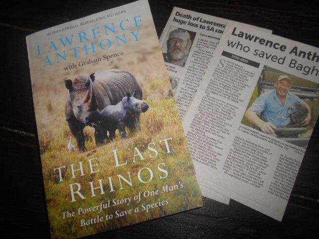 Last Rhinos,  One Man`s Battle to Save a Species - L Anthony  &  newspaper clippings - elephant man