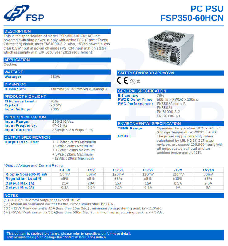 350Watts Switching Power Supply FSP350-60HCN
