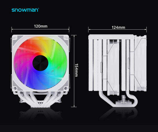 SNOWMAN MT660 - 260W, 6 Heat pipes, ARGB+PMW, CPU Cooler, Fan, Intel AMD compatibility[BLACK COLOUR]