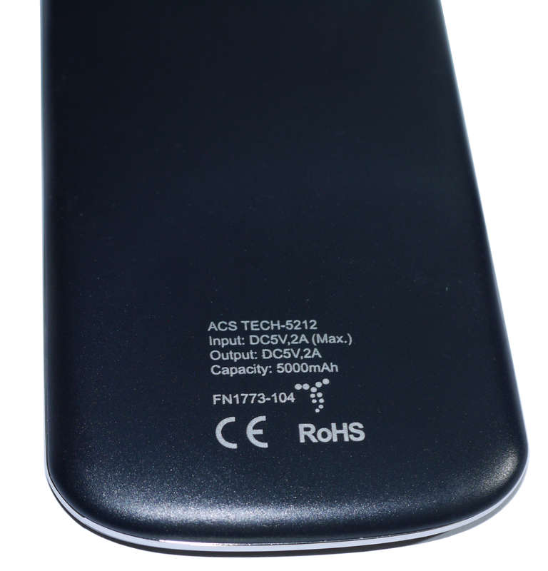High Density 5000 mAh Power Bank - Model: TECH-5212-BL