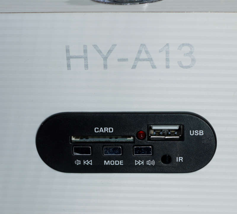 HY-A13 Radio, external speaker, Card reader, USB Reader, 5V usb power, Internal battery