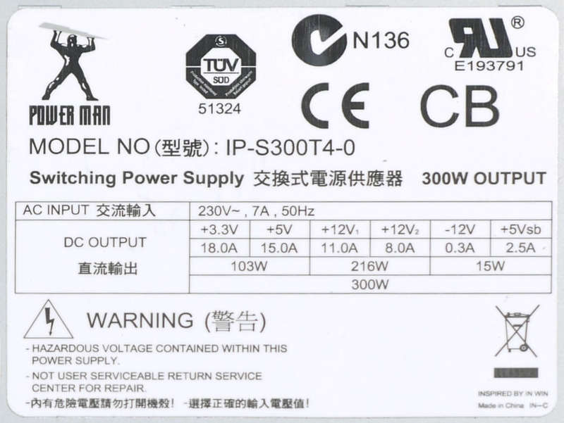 300Watts Switching Power Supply IP-S300T4-0