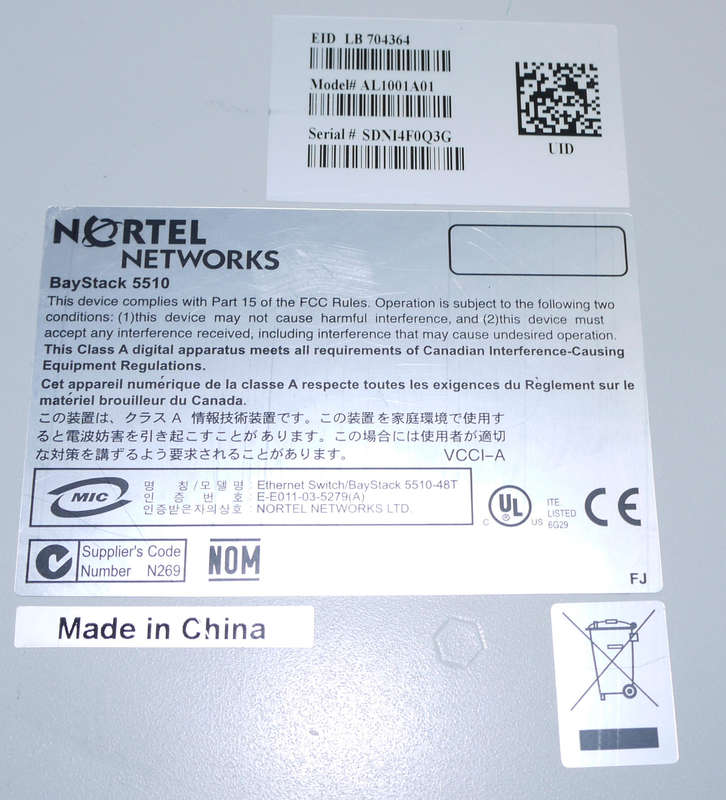 Nortel Switch Baystack 5510-48T 48-Port Network Switch E-E011-03-5279(A)