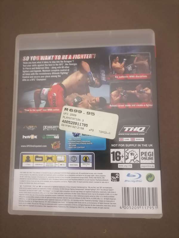 UFC 2009 Undisputed Playstation 3 - No Booklet - Near Mint