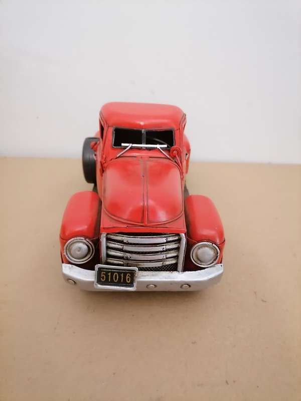 Rustic Looking Red Metal GMC Pickup Truck Decor - 35 CM LENGTH