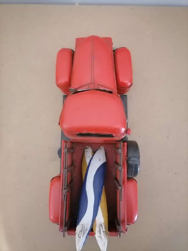 Rustic Looking Red Metal GMC Pickup Truck Decor - 35 CM LENGTH