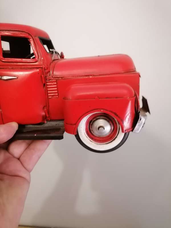 Rustic Looking Red Metal GMC Pickup Truck Decor - 35 CM LENGTH