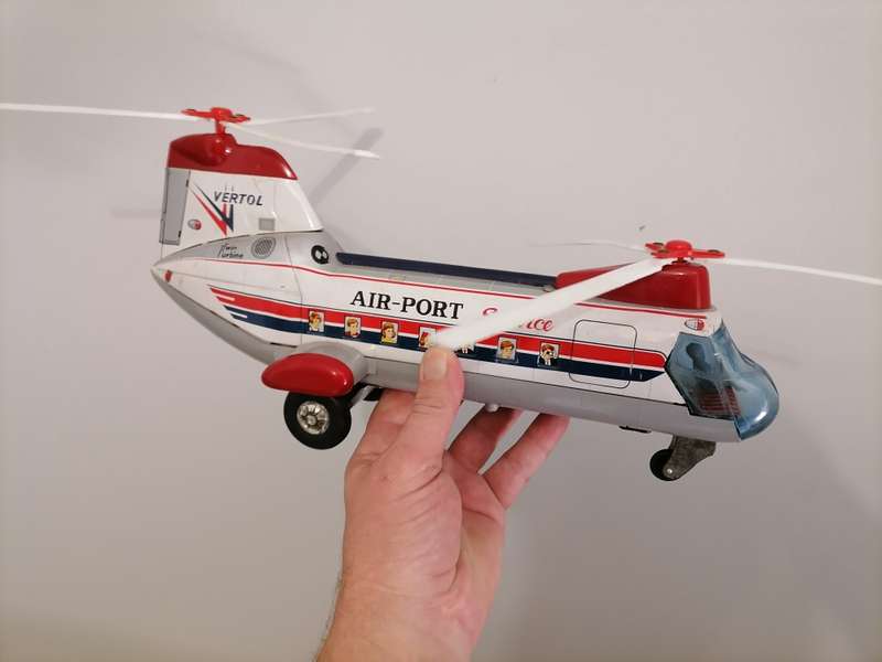 1960'S Vertol 107 Litho Tin Toy Helicopter - MADE IN JAPAN - AMAZING CONDITION