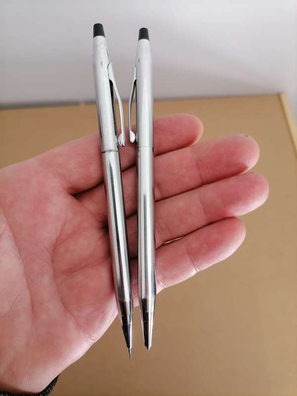 Genuine CROSS Silver Ballpoint Pen and Pencil Writing Set