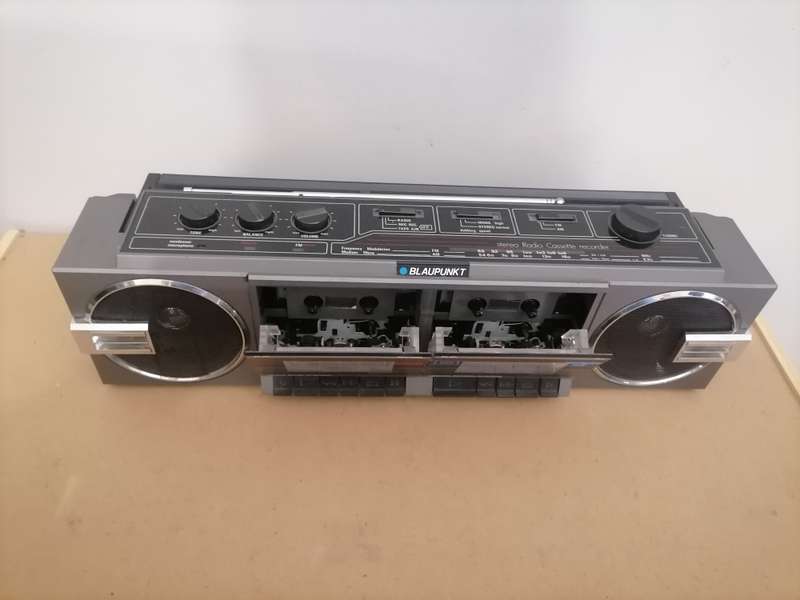 Vintage BLAUPUNKT - FM/AM Double Cassette Tape Player Boombox Radio, Mic, Recorder Grey 100% WORKING