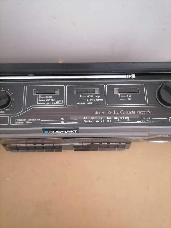 Vintage BLAUPUNKT - FM/AM Double Cassette Tape Player Boombox Radio, Mic, Recorder Grey 100% WORKING