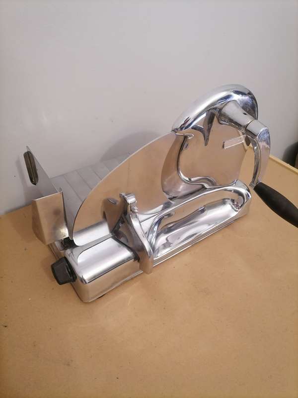 VERY RARE - VINTAGE Pineware SLICER Manual Hand Crank Slicing Machine-Stainless & Chrome